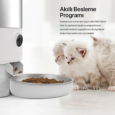Akıllı Mama Kabı (Kameralı) | 5L, Mobil Kontrol, Mama Seviye Takip, Çelik Kase, Sesli Görüş (X8605) - 4