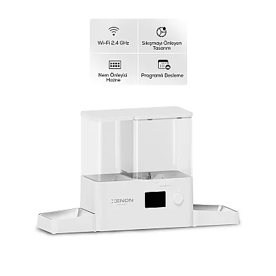 Akıllı Mama ve Su Kabı | Akıllı 2 in 1 Besleyici, WiFi, Çelik Kase, 3.5L/2L, Sessiz Sifon (X8616) - Xenon Smart (1)
