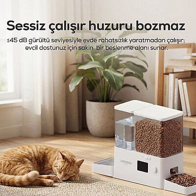 Akıllı Mama ve Su Kabı | Akıllı 2 in 1 Besleyici, WiFi, Çelik Kase, 3.5L/2L, Sessiz Sifon (X8616) - 4