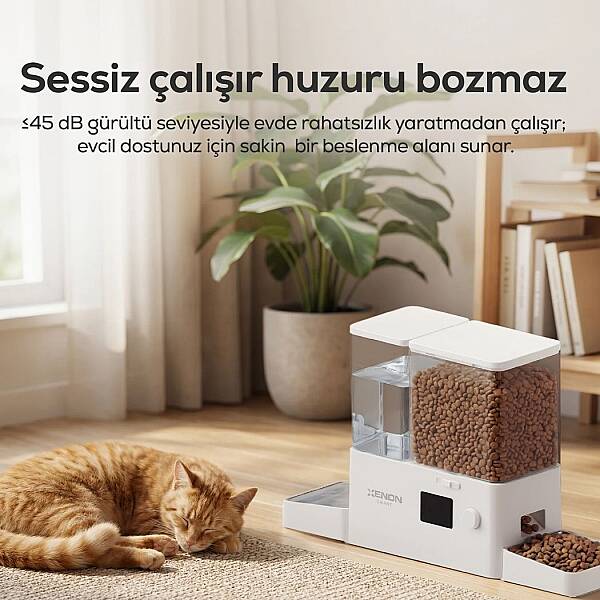 Akıllı Mama ve Su Kabı | Akıllı 2 in 1 Besleyici, WiFi, Çelik Kase, 3.5L/2L, Sessiz Sifon (X8616) - 4