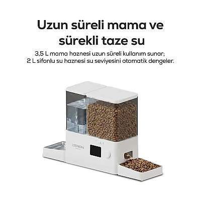 Akıllı Mama ve Su Kabı | Akıllı 2 in 1 Besleyici, WiFi, Çelik Kase, 3.5L/2L, Sessiz Sifon (X8616) - 5