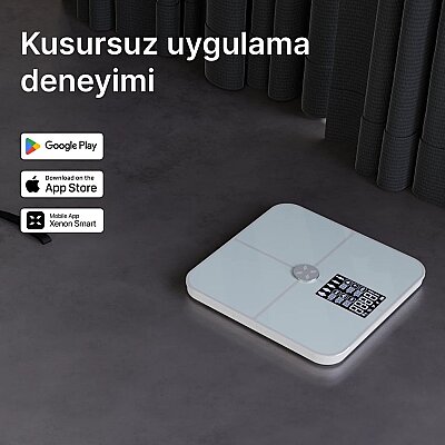 Akıllı Tartı | 17 Temel Vücut Analizi, Nabız Ölçer, Mobil Kontrol, Dijital Baskül (Beyaz - X8702_M0) - 6