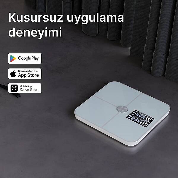 Akıllı Tartı | 17 Temel Vücut Analizi, Nabız Ölçer, Mobil Kontrol, Dijital Baskül (Beyaz - X8702_M0) - 6