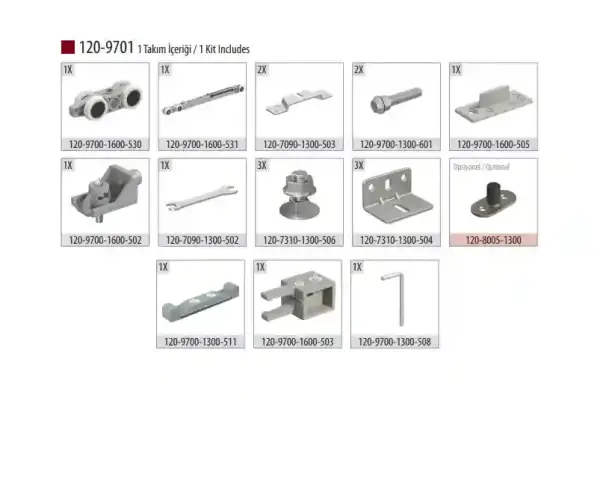 Albatur 120kg Ayarlı Sürme Kapı Sistemi Rulmanlı Tek Frenli - Ray Hariçtir (120-9701-1600) - 3