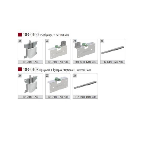 Albatur 60kg Ayarlı 2 Metre Raylı Frenli Sürme Kapak Sistemi SRG 100 (103-0100-2420-2000) - 2