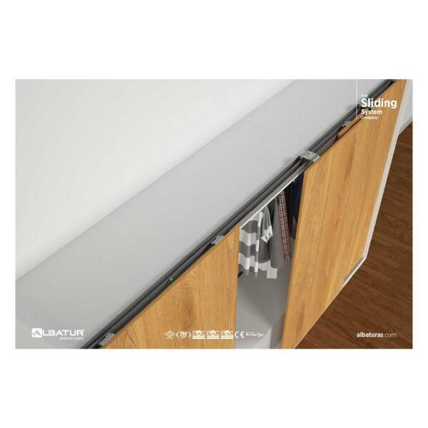 Albatur 70kg Sürme Gardırop Sistemi 2 Kapaklık 1 Set Frenli - Ray Hariçtir (102-0190-120) - 3