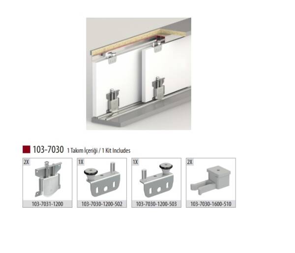 Albatur Sürgü Kapak Mekanizması 75kg Frensiz Tek Kapaklık Ray Hariç (103-7030-1200) - 2
