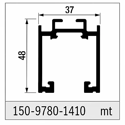 Albatur Sürme Kapı Alüminyum Üst Ray 1 Metre (150-9780-1410-1000) - Albatur (1)