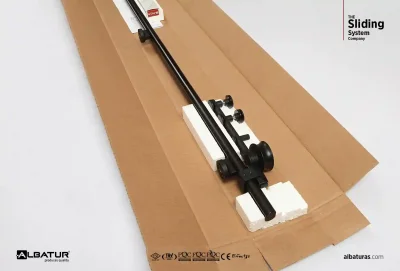 Albatur Üstten Askı Sürme Ahır Kapı Sistemi Siyah 2 Metre 60kg (119-8800-3430-2000) - Albatur (1)