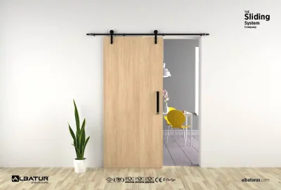 Albatur Üstten Askı Sürme Ahır Kapı Sistemi Siyah 2 Metre 60kg (119-8800-3430-2000) - 1