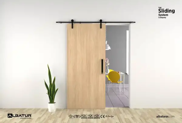 Albatur Üstten Askı Sürme Ahır Kapı Sistemi Siyah 2 Metre 60kg (119-8800-3430-2000) - 1