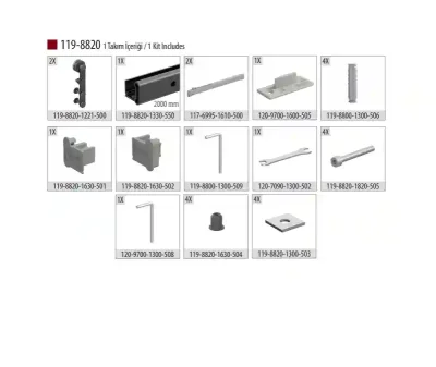 Albatur Üstten Askı Sürme Kapı Sistemi Frenli Siyah 2 Metre (119-8820-3430-2000) - Albatur (1)