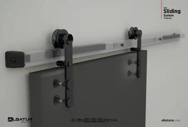 Albatur Üstten Askı Sürme Kapı Sistemi Frenli Siyah 2.5 Metre (119-8820-3430-2500) - 1