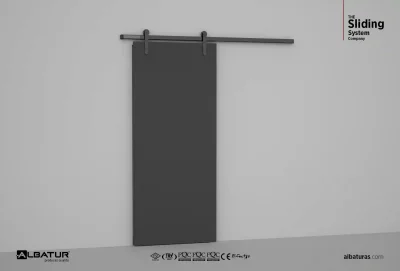 Albatur Üstten Askı Sürme Kapı Sistemi Frenli Siyah 2.5 Metre (119-8820-3430-2500) - 3