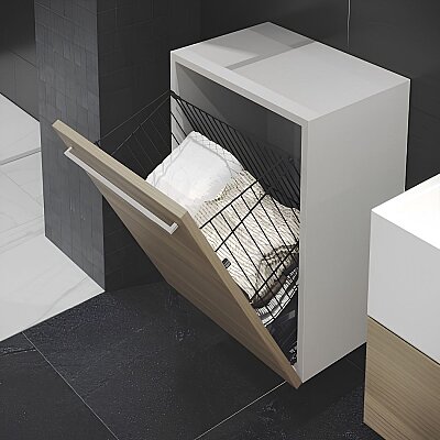 Starax Kapağa Monte Demonte Çamaşır Sepeti Antrasit Renk Modül 30cm (S-8121-A) - Starax