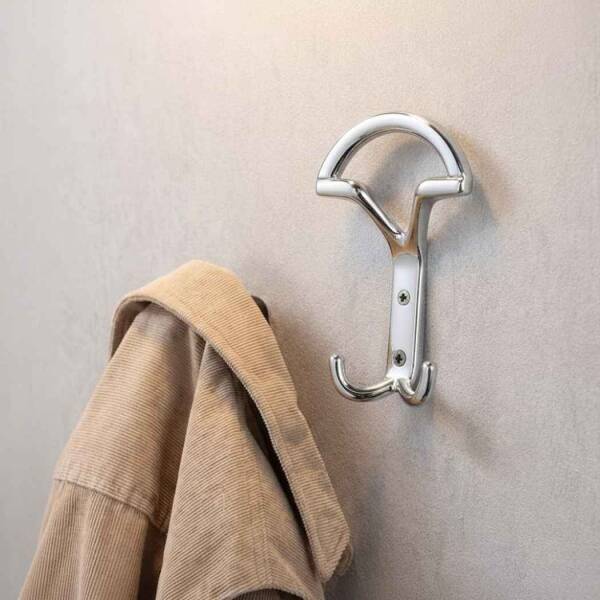 Sese Krom Portmanto Vestiyer Askısı 2li Kanca Metal (AS239) - 1