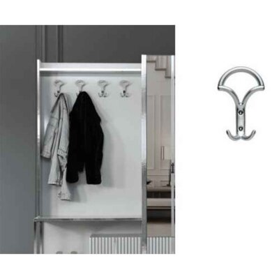 Sese Krom Portmanto Vestiyer Askısı 2li Kanca Metal (AS239) - 4