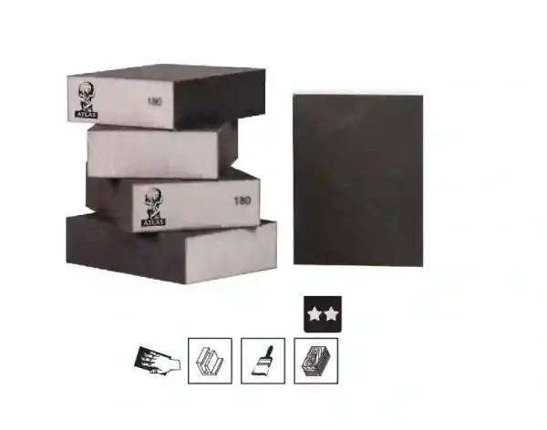 Atlas 98X68X26mm P80 4 Taraflı Sünger Zımpara 80Kum Takoz Zımpara (78072740859) - 1