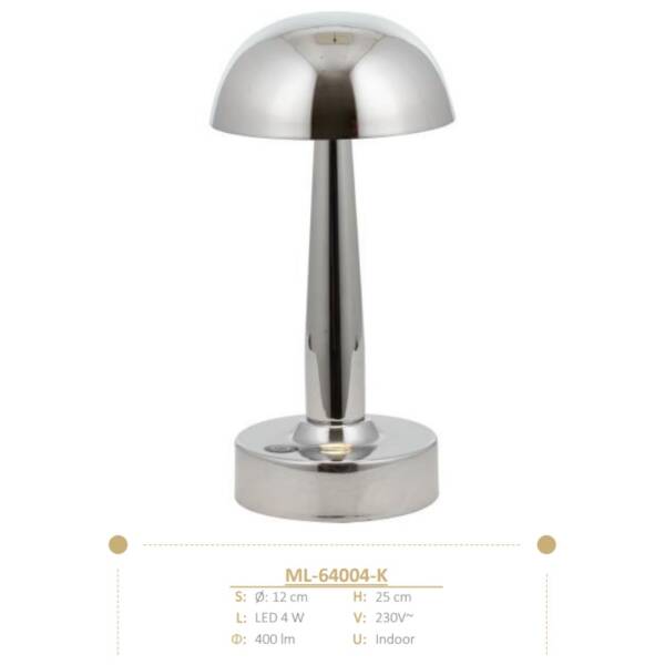 Avonni 64004 Ailesi Eskitme Şarjlı Masa Lambası Krom Renk (ML-64004-K) - 3