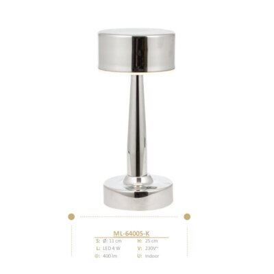 Avonni 64005 Ailesi Eskitme Şarjlı Masa Lambası Krom Renk (ML-64005-K) - 2