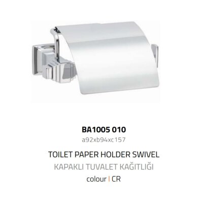 System Kubic Kapaklı Tuvalet Kağıtlığı Krom Renk (BA1005 010 CR) - 2