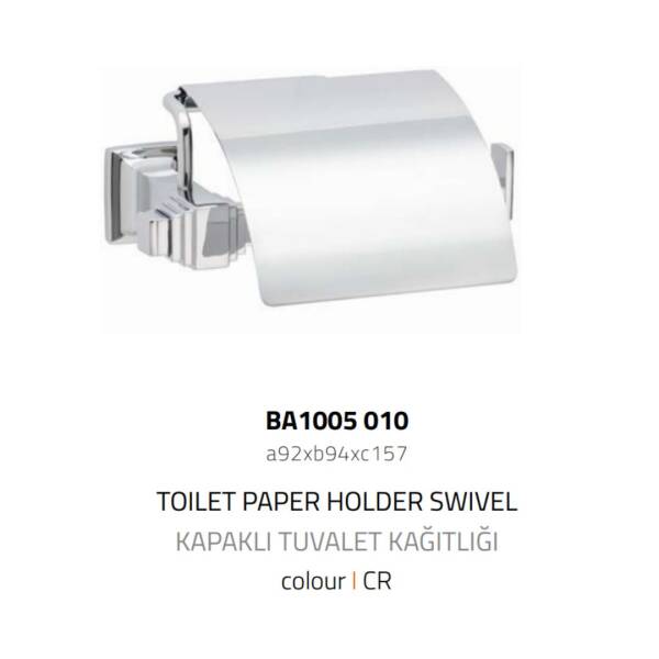 System Kubic Kapaklı Tuvalet Kağıtlığı Krom Renk (BA1005 010 CR) - 2