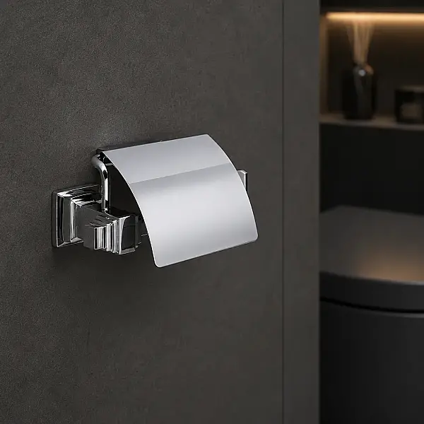 System Kubic Kapaklı Tuvalet Kağıtlığı Krom Renk (BA1005 010 CR) - 1