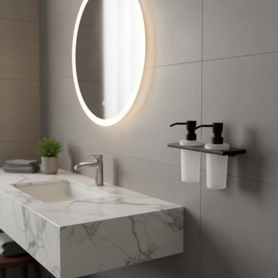 System Plain İkili Sıvı Sabunluk Cam/Siyah Renk (BA1027 026 AL6-C1) - System Banyo