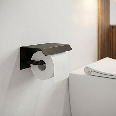 System Slimo Kapaklı Tuvalet Kağıtlığı Siyah Renk (BA1040 011 AL6) - System Banyo
