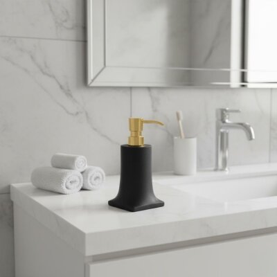 System Sıvı Sabunluk Siyah/Gold Renk (BA2007 006 R2-GL) - System Banyo