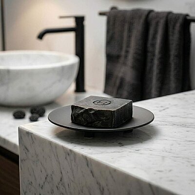 System Tezgah Üstü Katı Sabunluk Siyah Renk (BA2013 508 AL6) - System Banyo