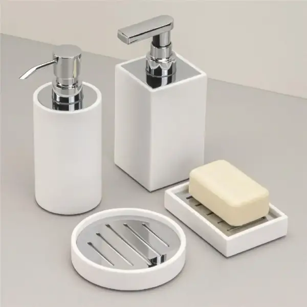 System Sıvı Sabunluk Beyaz/Krom Renk (BA2027 006 R1-CR) - 2