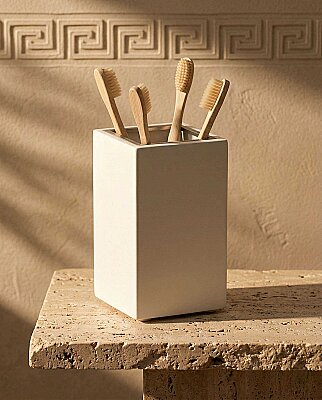 System Diş Fırçalığı Beyaz/Krom Renk (BA2027 007 R1-CR) - System Banyo