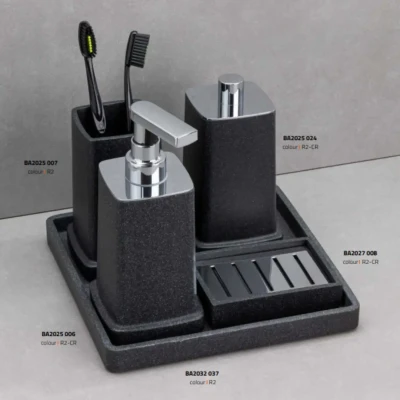 System Katı Sabunluk Siyah/Krom Renk (BA2027 008 R2-CR) - 2