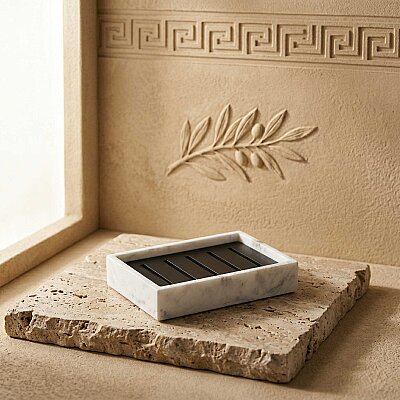 System Katı Sabunluk Mermer Desenli/Siyah Renk (BA2027 008 R3-AL6) - 3