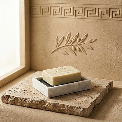 System Katı Sabunluk Mermer Desenli/Siyah Renk (BA2027 008 R3-AL6) - System Banyo