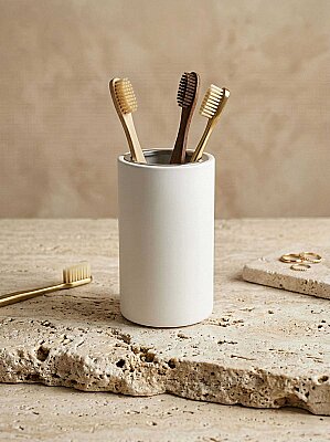 System Diş Fırçalığı Beyaz/Krom Renk (BA2029 007 R1-CR) - System Banyo