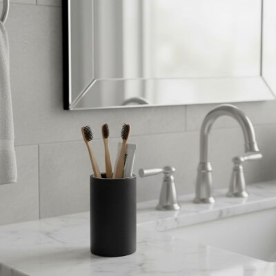 System Diş Fırçalığı Siyah/Krom Renk (BA2029 007 R2-CR) - System Banyo