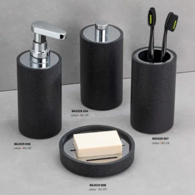 System Katı Sabunluk Siyah/Krom Renk (BA2029 008 R2-CR) - 2