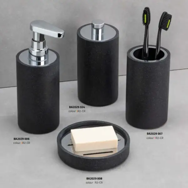 System Katı Sabunluk Siyah/Krom Renk (BA2029 008 R2-CR) - 2