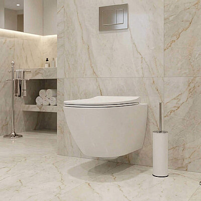 System Banyo Tuvalet Fırçalığı Beyaz/Krom Renk (BA4004 609 AL7-CR) - System Banyo