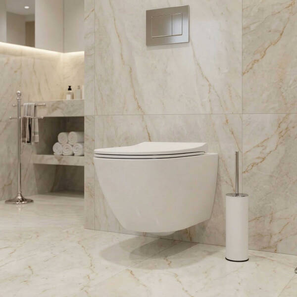 System Banyo Tuvalet Fırçalığı Beyaz/Krom Renk (BA4004 009 AL7-CR) - 1