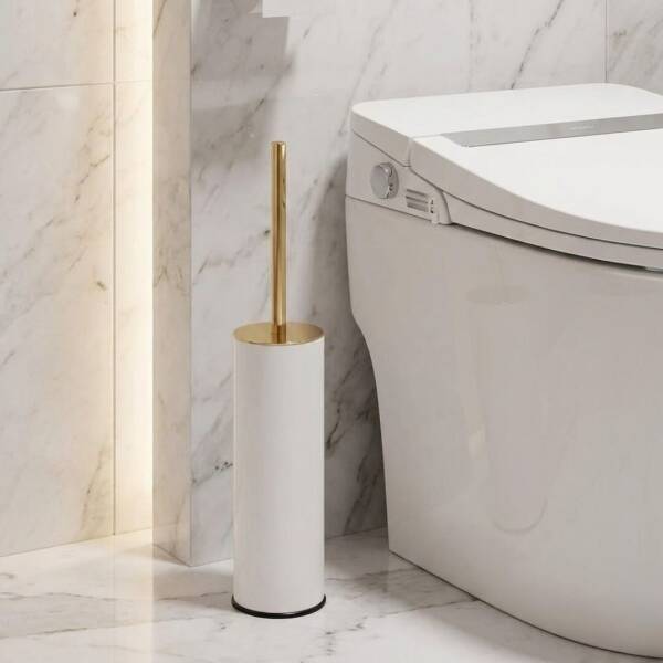 System Banyo Tuvalet Fırçalığı Beyaz/Gold Renk (BA4004 009 AL7-GL) - 1