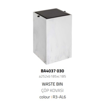 System Banyo Çöp Kovası 4 L Mermer Deseneli/Siyah Renk (BA4037 030 R3-AL6) - 2