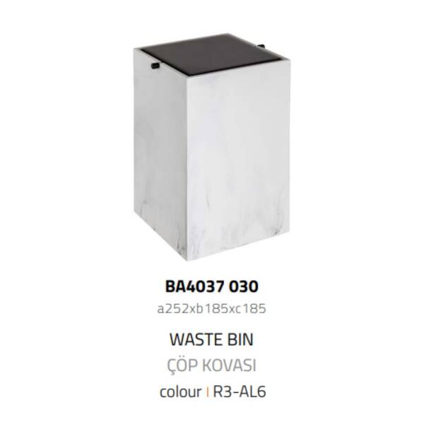 System Banyo Çöp Kovası 4 L Mermer Deseneli/Siyah Renk (BA4037 030 R3-AL6) - 2