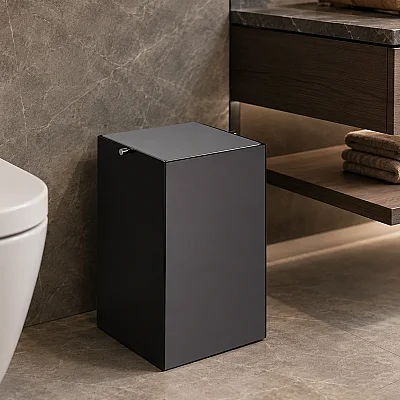 System Siyah/Krom Çöp Kovası 4 Lt Siyah-Krom Renk (BA4042 032 AL6-CR) - 1