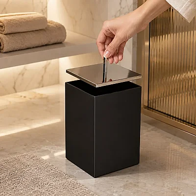System Siyah/Krom Çöp Kovası 4 Lt Siyah-Krom Renk (BA4043 032 AL6-CR) - System Banyo (1)