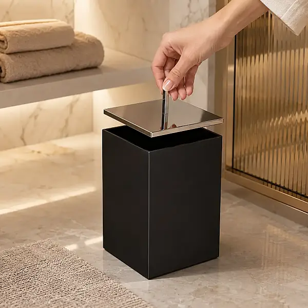System Siyah/Krom Çöp Kovası 4 Lt Siyah-Krom Renk (BA4043 032 AL6-CR) - 2