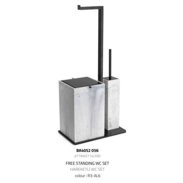System Hareketli Wc Set Mermer Deseni/Siyah Renk (BA4052 056 R3-AL6) - 2