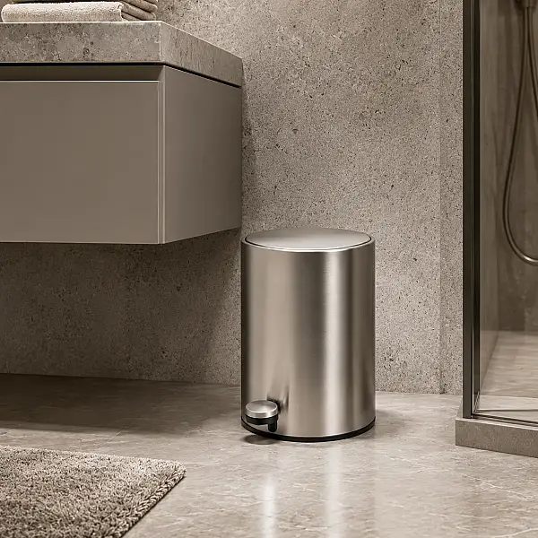 System Pedallı Saten Çöp Kovası 3 Lt Saten Renk (BA4054 031 NBM-NBM) - 1